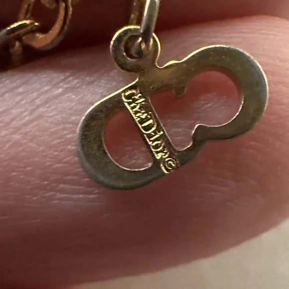 Christian Dior CD-Logo Design Pendant Necklace Golden - Picture 4 of 4